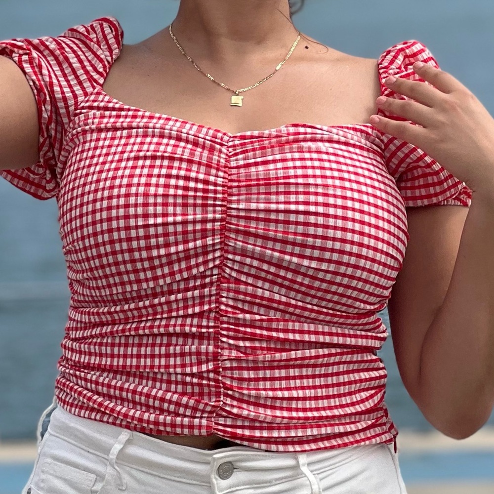 Checkered sweetheart top for 4th of July